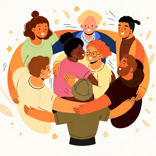 A diverse community embracing together